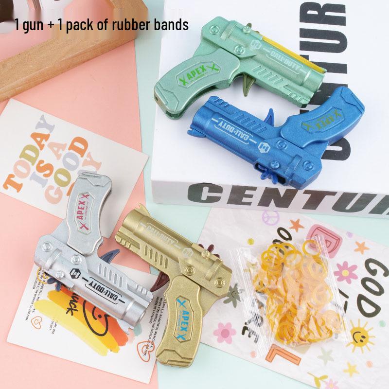 Children's Six-Shot Plastic Toy Gun - Repeating Rubber Band Shooter for Boys