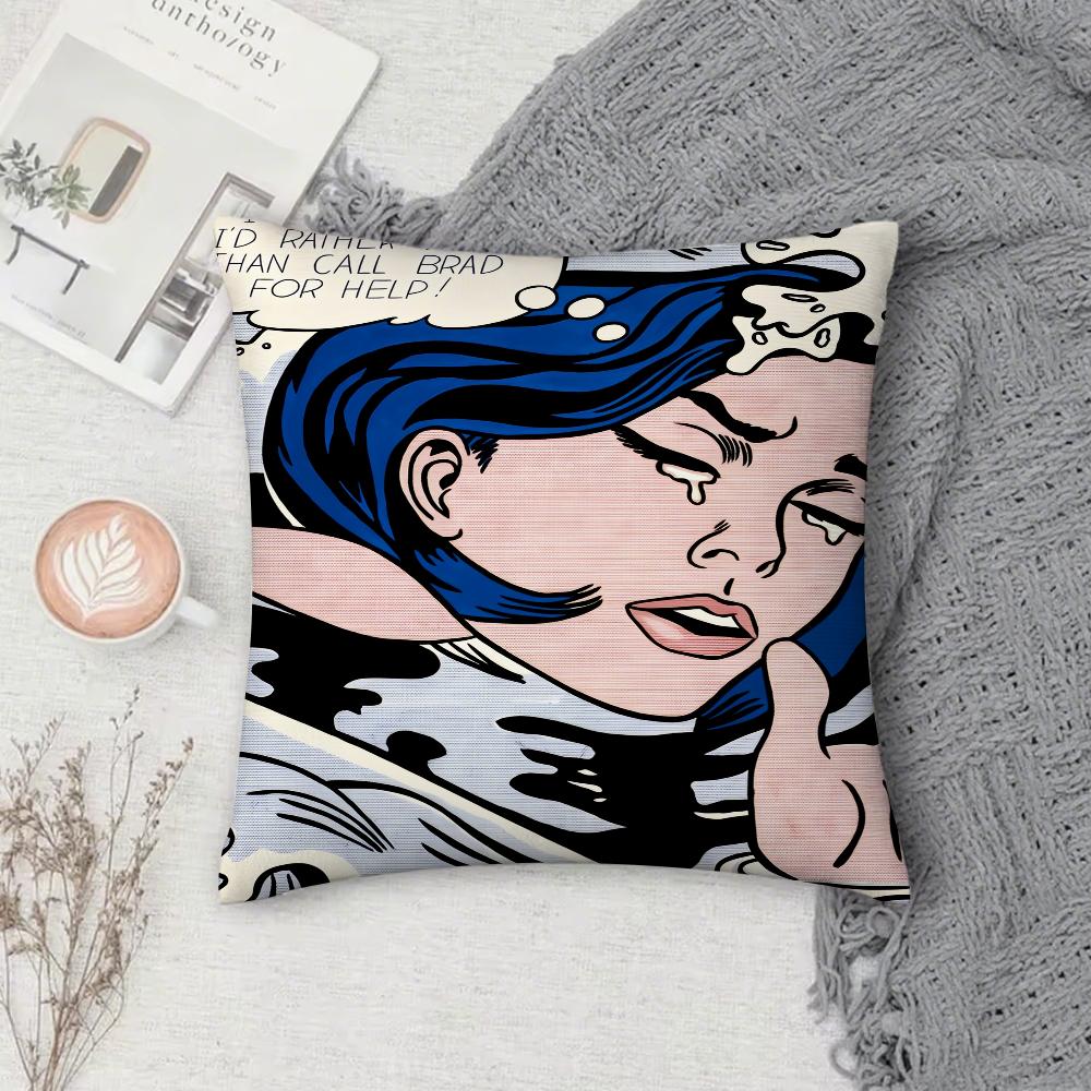 Art R-Roy Lichtenstein Womens Tears Pillow Case Pillow Cover Case Square For Home Use Living Room Sofa Cushion Cover Decoration