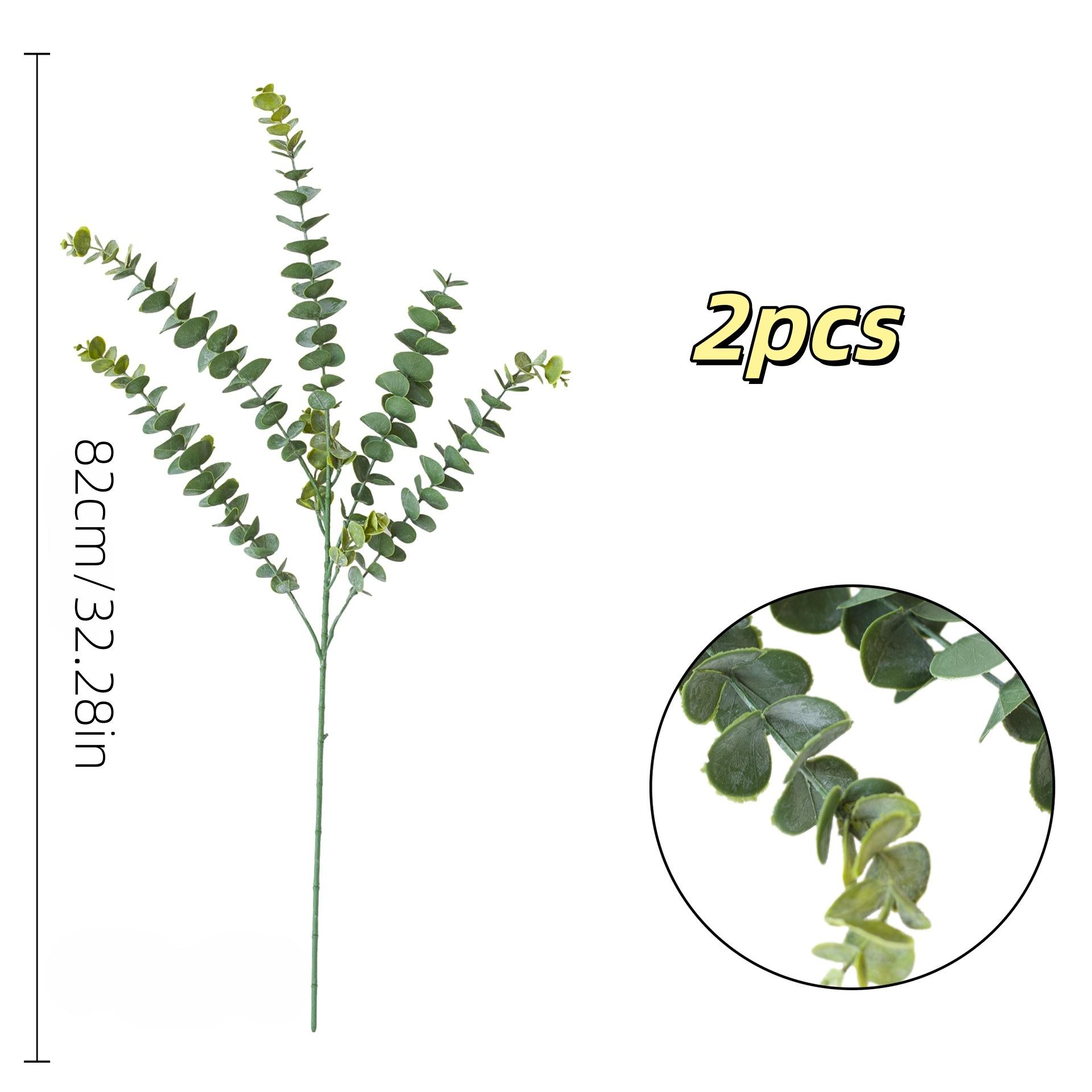 

2Pcs Eucalyptus Stems Artificial Eucalyptus Leaves Green Plant Real Touch Flowers Eucalyptus for Home Wedding Bouquet Vase Decor 2pcs зелёный