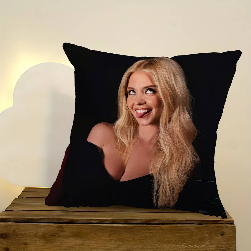 Actor Sydney Sweeney Cushion Cover Car Throw Pillow Case For Sofa Car Christmas Gift