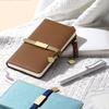 A6 litchi leather thickened student subject notebook, small buckle diary, pocket work notebook, business meeting record book, travel log