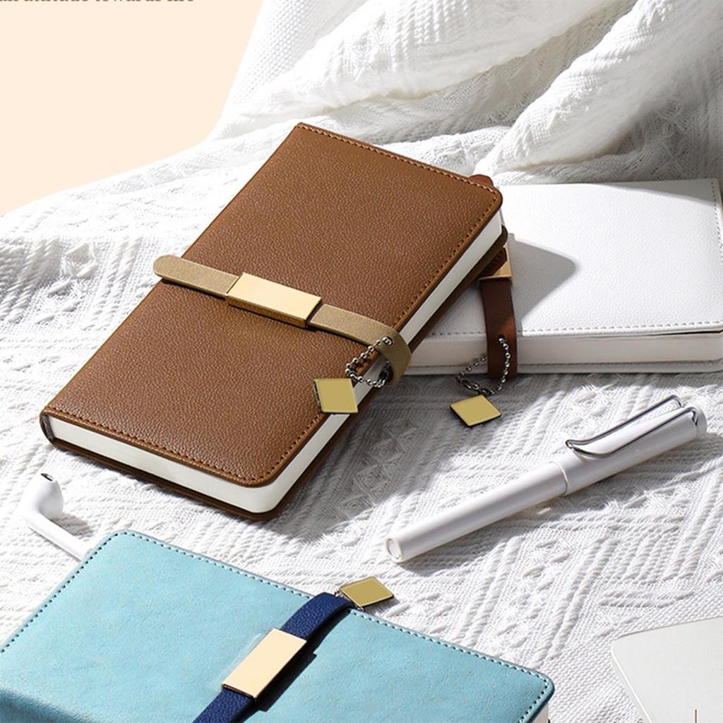 A6 litchi leather thickened student subject notebook, small buckle diary, pocket work notebook, business meeting record book, travel log