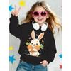 Kids Crewneck Sweatshirt, Cute White Rabbit Carrot Print Long Sleeve Casual Top for Spring Autumn