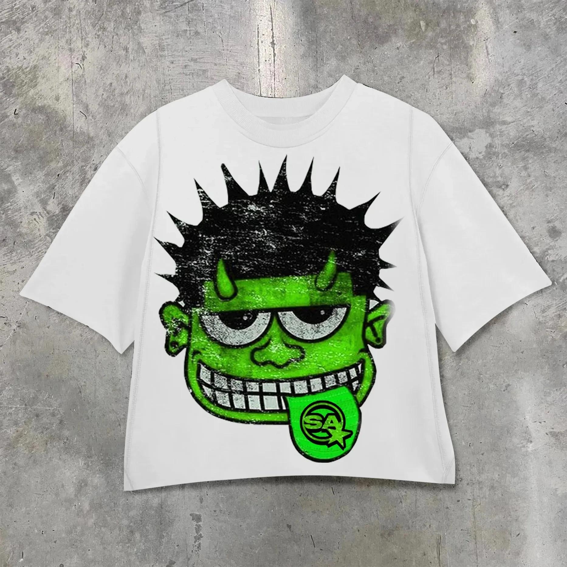 

Винтажная одежда Y2K Ретро Классическая Футболка С Графическим Принтом Свободного Покроя С Коротким Рукавом Харадзюку Готика Повседневная Оверсайз Хлопковая Футболка Мужская Женская 4XL