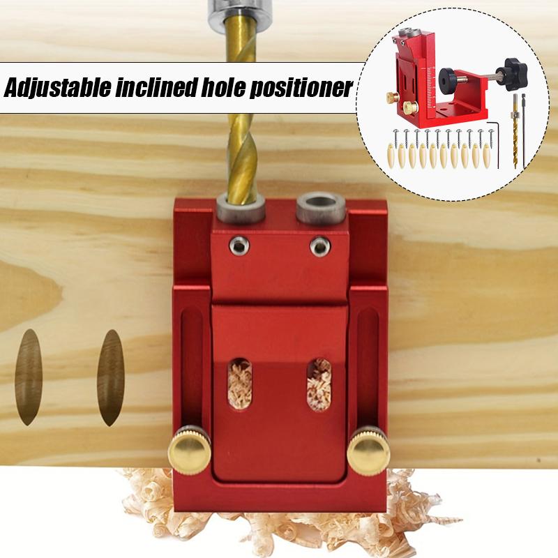 Pocket Hole Jig Kit Two Hole Wood Jig System Kit with Drill Guide and Step Drill Bit Woodworking Hole Punch Carpentry Tools