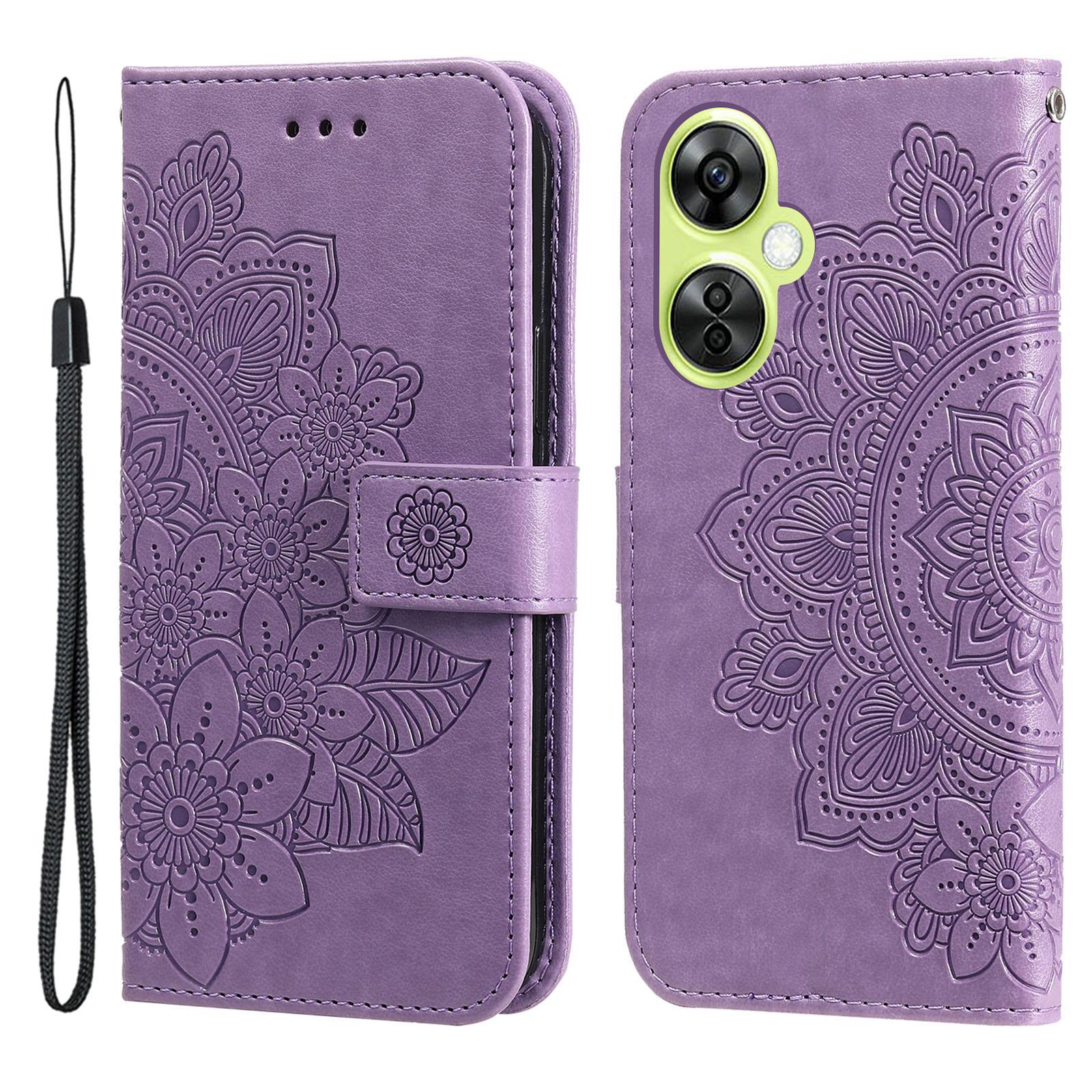 

For OnePlus Nord CE 3 Lite 5G/N30 5G/Oppo K11x 5G Case Floral Pattern PU Leather Wallet Stand Phone Cover Purple