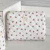 Quilted Berry Makeup Bag – Cute Large Capacity Travel Toiletry Organizer for Girls, Ins Style Cosmetic Pouch