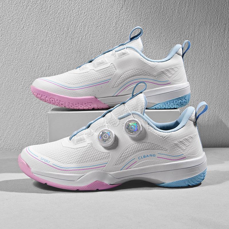 New Sneakers Rotating Buckle Badminton Shoes Men's and Women's Outdoor Sports Running Shoes Tennis Training Shoes Rubber Sole