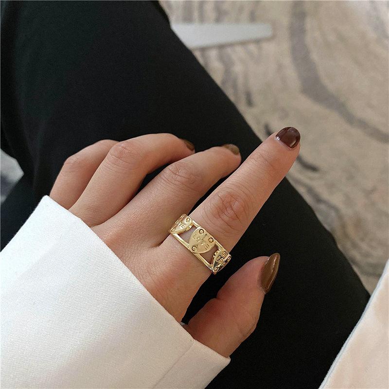 Retro Fashion Ring Open Punk Style Love Ring Trend Cross Bamboo Ring Simple Couple Ring Jewelry