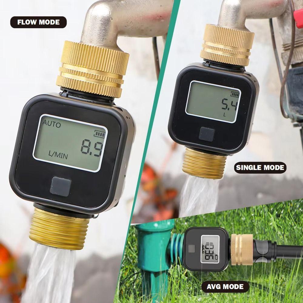 LCD Display Water Consumption Test Meter Brass Inlet Digital Water Meter  RV Outdoor