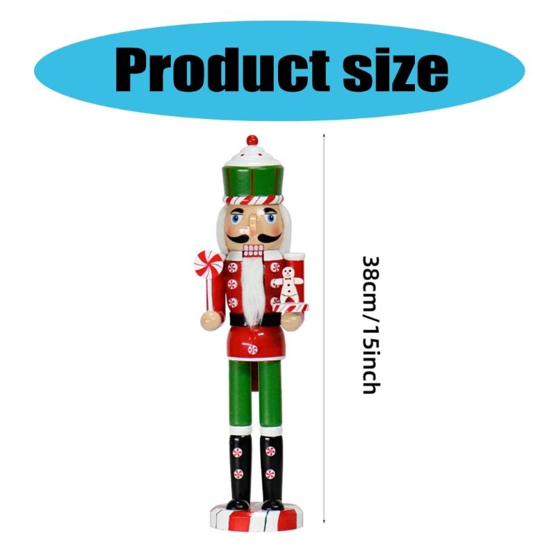 Classical Wood Candy Cookie Nutcrackers Soldier 38cm Holiday Decorative Figurine for Mantle Table Centerpieces Decors
