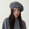 Mohair Gestrickte Baskenmütze Damen Neuer Winterstil Japanisch All Match Großer Kopfumfang Grau Wolle Malermütze
