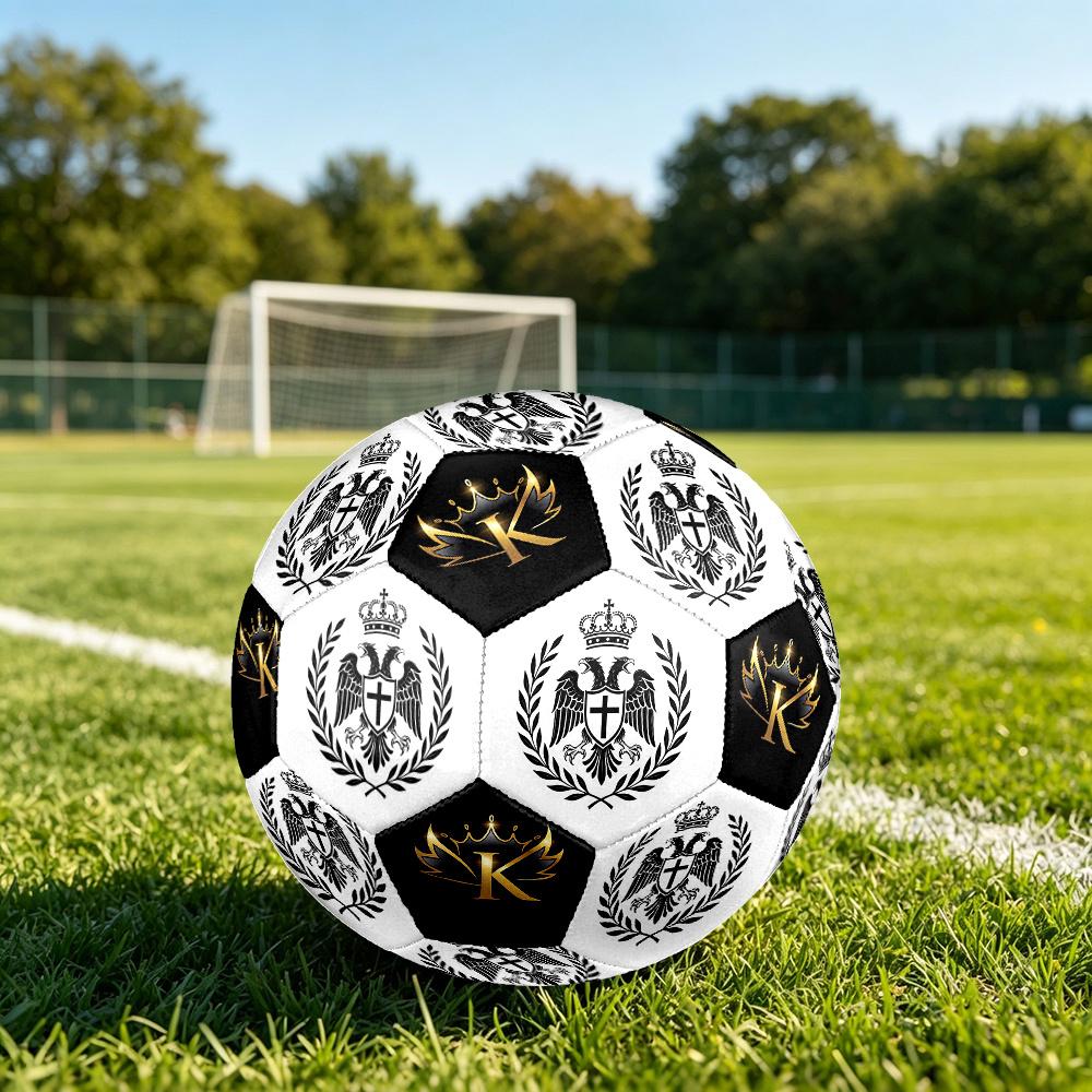 1PC Royal Crest Emblem Crown Majesty Soccer Ball Size 5 Football Machine Sewn Indoor/Outdoor Universal Football S25