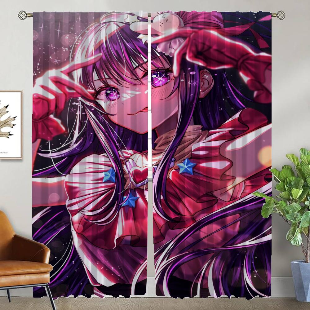 Oshi No Ko Curtains Child Room Window Curtain for Room 2 Panel Home Interior Curtains Halloween Decoration Tulle for Bedroom