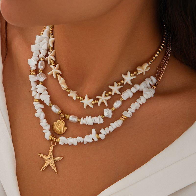 Fashion Trendy Jewelry Fashion Stylish Niche Design Retro Baroque Shell Starfish Necklace Clavicle Chain