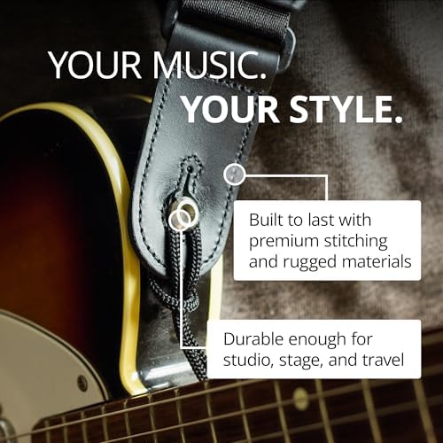 KLIQ Music Gear Air Cell Guitar Strap 3" Wide Neoprene Pad Adjustable 46-56 Inches Black Bass Electric Guitar