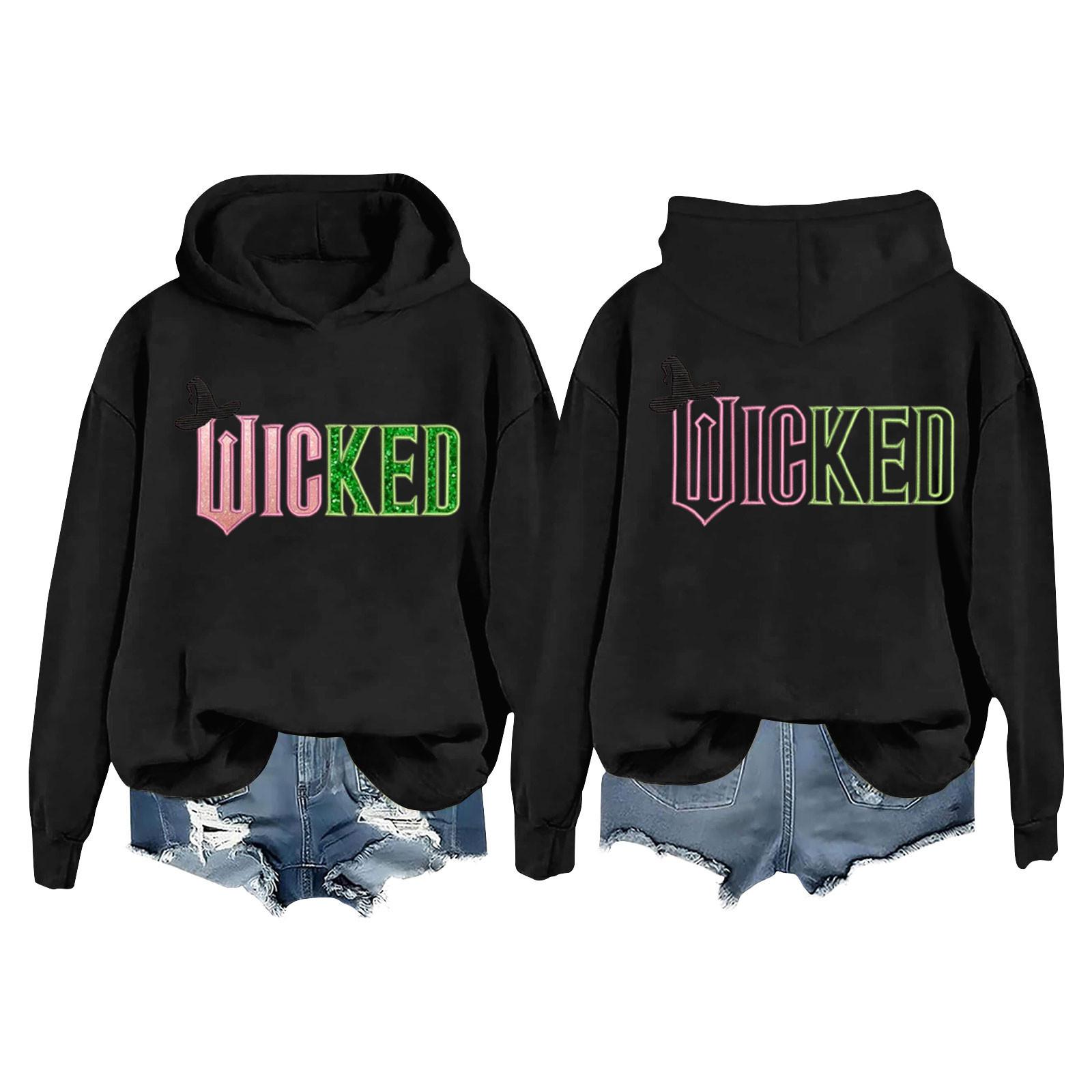 

Женская модная повседневная кофта с длинными рукавами и принтом ведьмы с капюшоном XXL