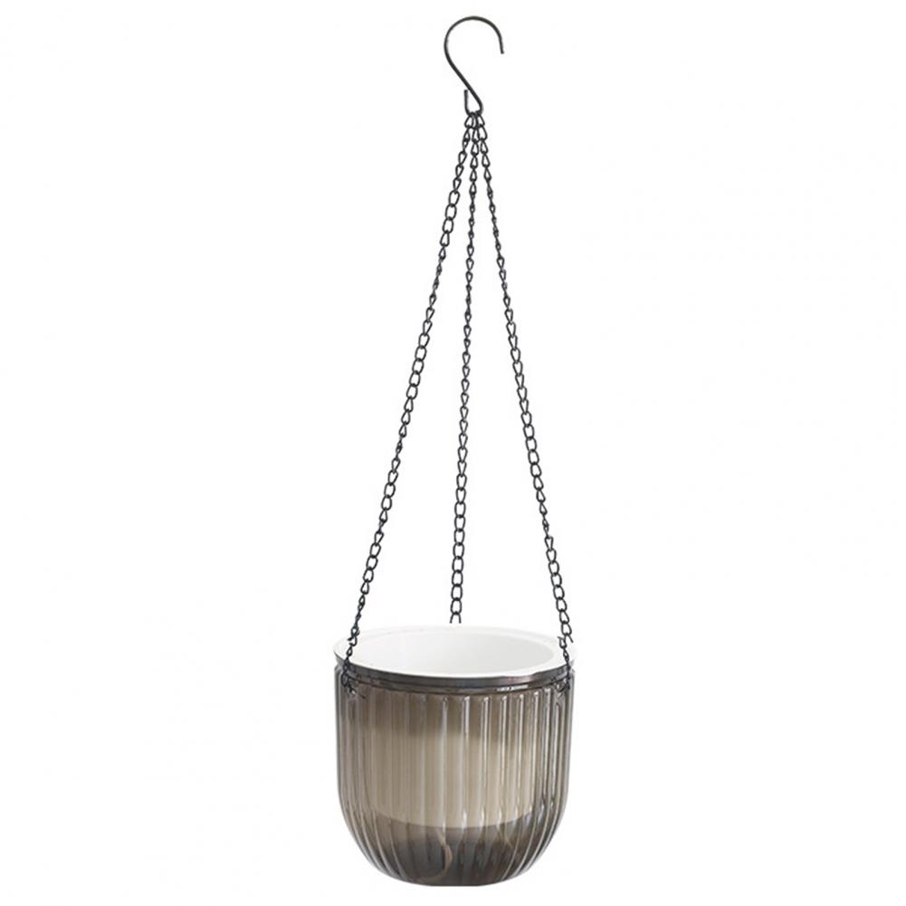 1 Set Hanging Flowerpot Self-Watering Visible Water Level Hanging Planter Pot Basket with Drainage Holes for Indoor Outdoor