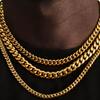 Classic Punk Cuban Chain Necklace for Men Women,Stainless Steel Grey Silver Gold Black Color Chain Link Collar,Wholesale Chain