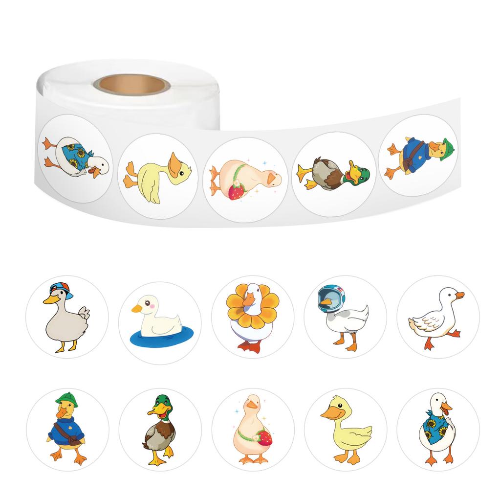 500 Stickers/roll Cartoon Duck Animal Roll Stickers Reward Children's Stickers Creative Decorative Hand Tent Tape