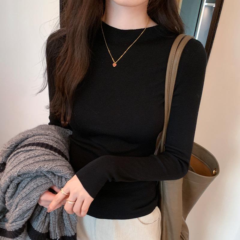 

Однотонная мягкая вощеная рубашка с длинным рукавом и правым плечом для женщин, осень и зима, новый корейский стиль, внутренний облегающий топ для похудения L