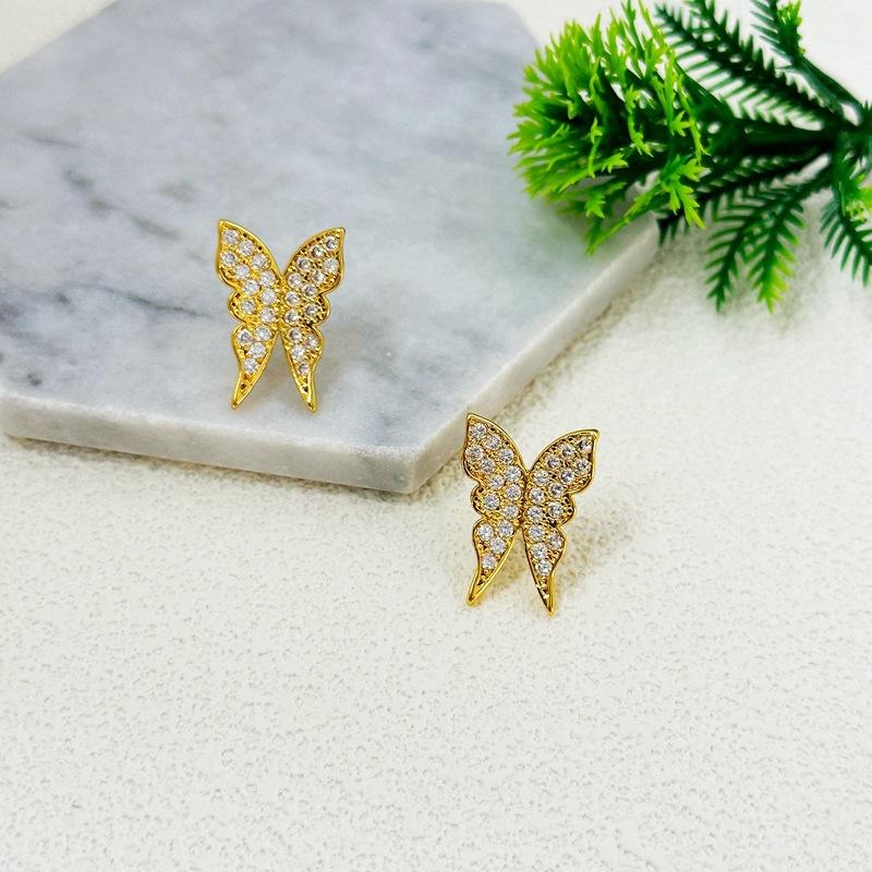 Mori Super Fairy Advanced Sense Full Of Diamonds Small Butterfly Stud Earrings Fashion Light Luxury Personality Versatile