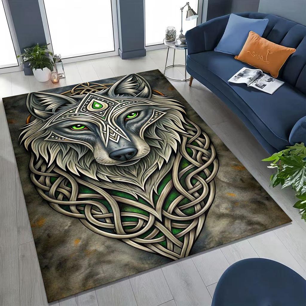 Nordic Viking Warrior Symbol Valhalla Valknut Rune Moto Rug for Bedroom Living Room Sofa Home Doormat Decor,Non-slip Floor Mat