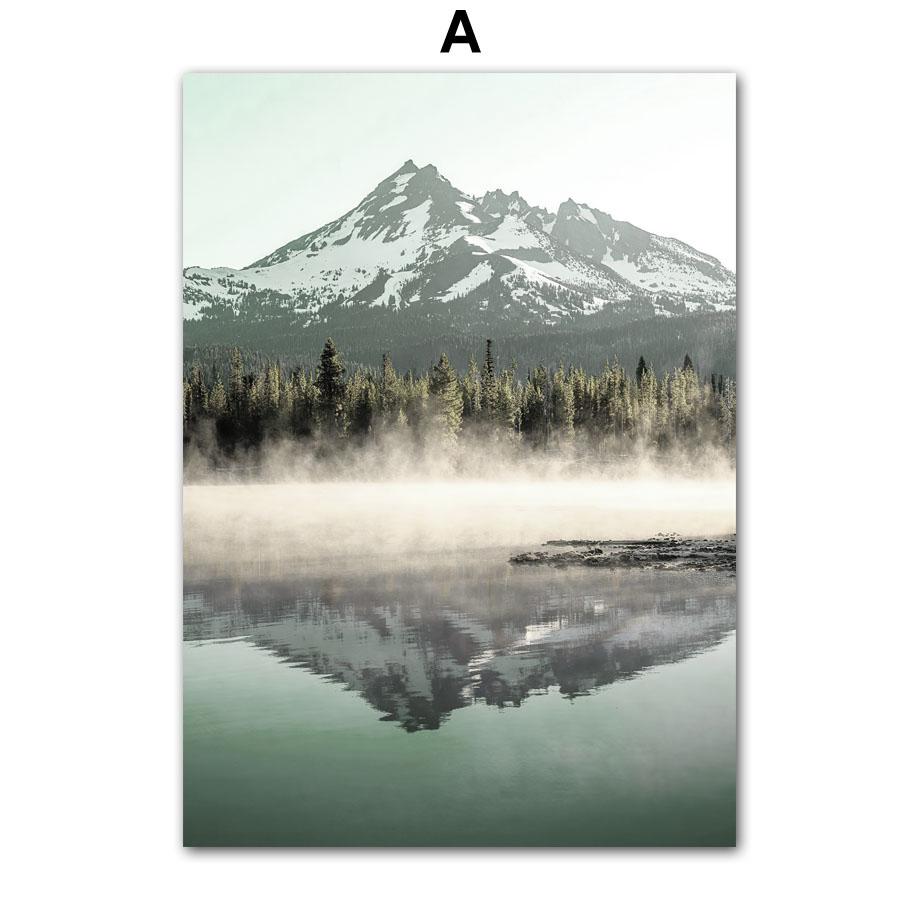 Sommer Grün See Wald Hügel Blume Abstrakte Nordic Poster Und Drucke Wand Kunst Leinwand Malerei Dekor Bilder Wohnzimmer