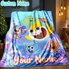 Custom Name Cartoon Shark Throw Blanket - Perfect for Couch, Bed, Office, and outdoor Travel - Ideal Gift for Christmas & Holidays