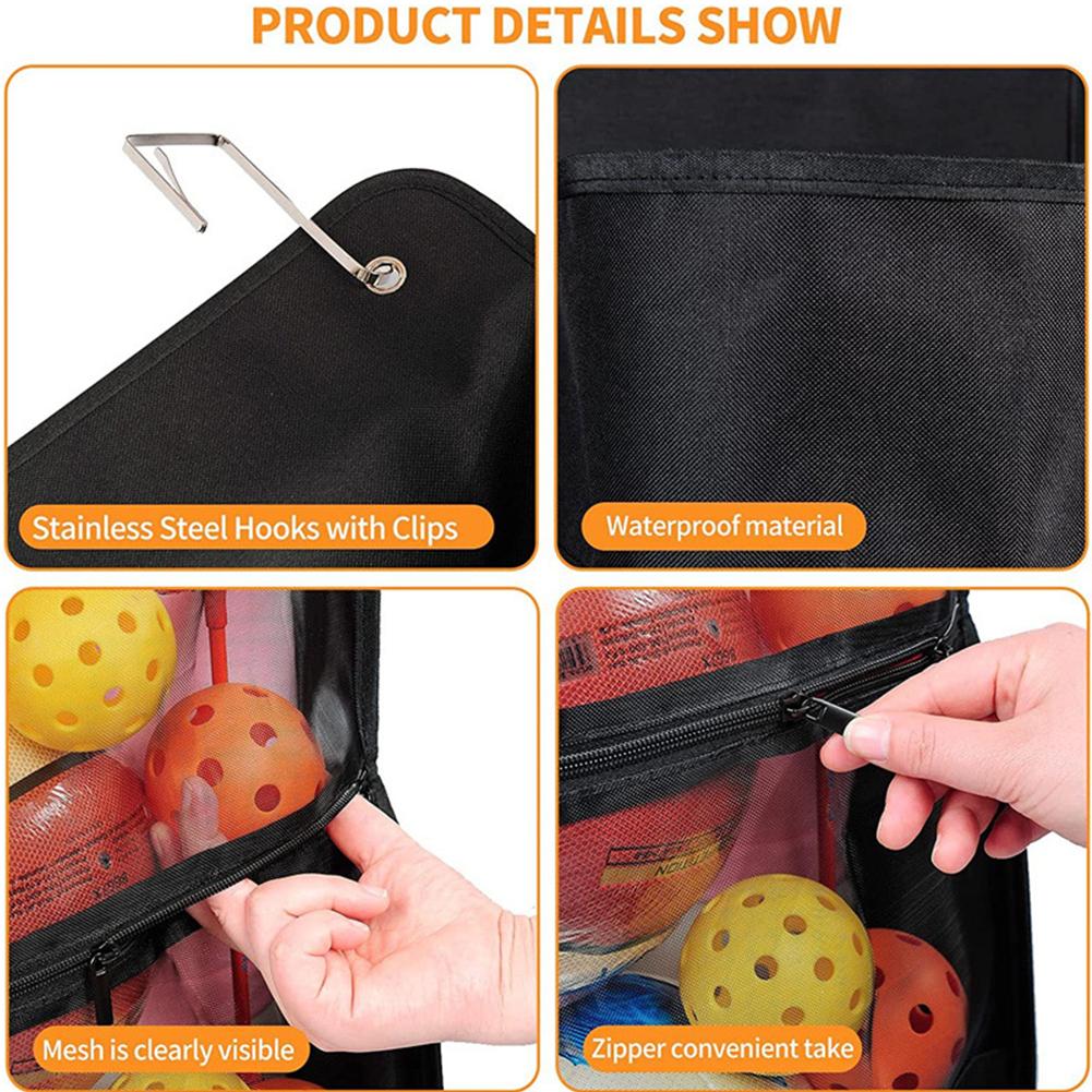 Over The Door Hanging Sports Equipment Organizer with Metal Hook Ball Storage Mesh for Basketball Football