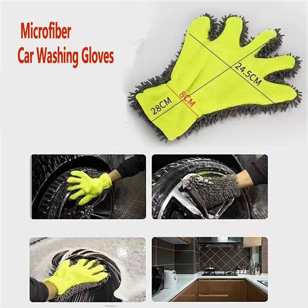 Chenille Car Wash Gloves Microfiber Wipe Car Gloves Scratch Free Car Wash Cleaning Coral Velvet Double-Sided Cleaning Tool