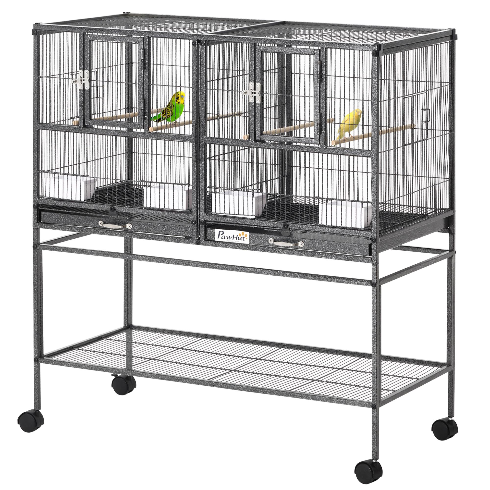 Grande Cage à Oiseaux Cage à Perroquets Avec Séparateur Plateau Coulissant Pour Pinsons Canaris Perruches Calopsittes 95 X 45,5 X 102 Cm