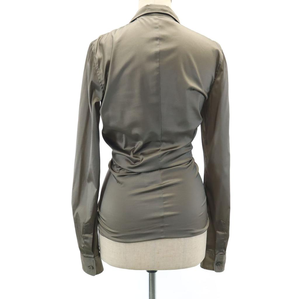 Givenchy Made In Italy Long Sleeve Tack Shirt 36 Brown Gray Blouse Women Used