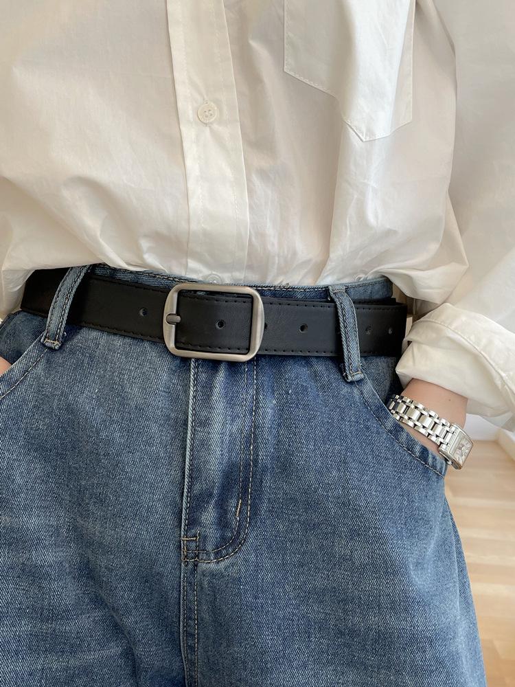 Unisex High-End Korean-Style Matte Leather Belt: Elegant and Versatile for Jeans and Students