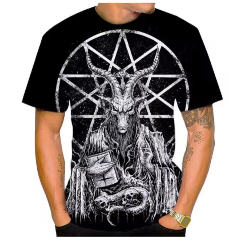New Devil Satan 3D Printed Men's T-shirts Summer Fashion Harajuku Hip Hop Casual Tees Streetwear Personality Round Neck Y2k Tops