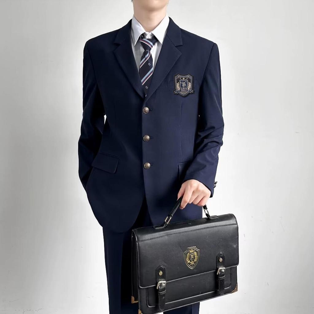 AOTYP Cosplay Uniform Set for High School Includes and Perfect for Cultural and School Available in Black and Size Men's 5-Piece Students, Blazer,