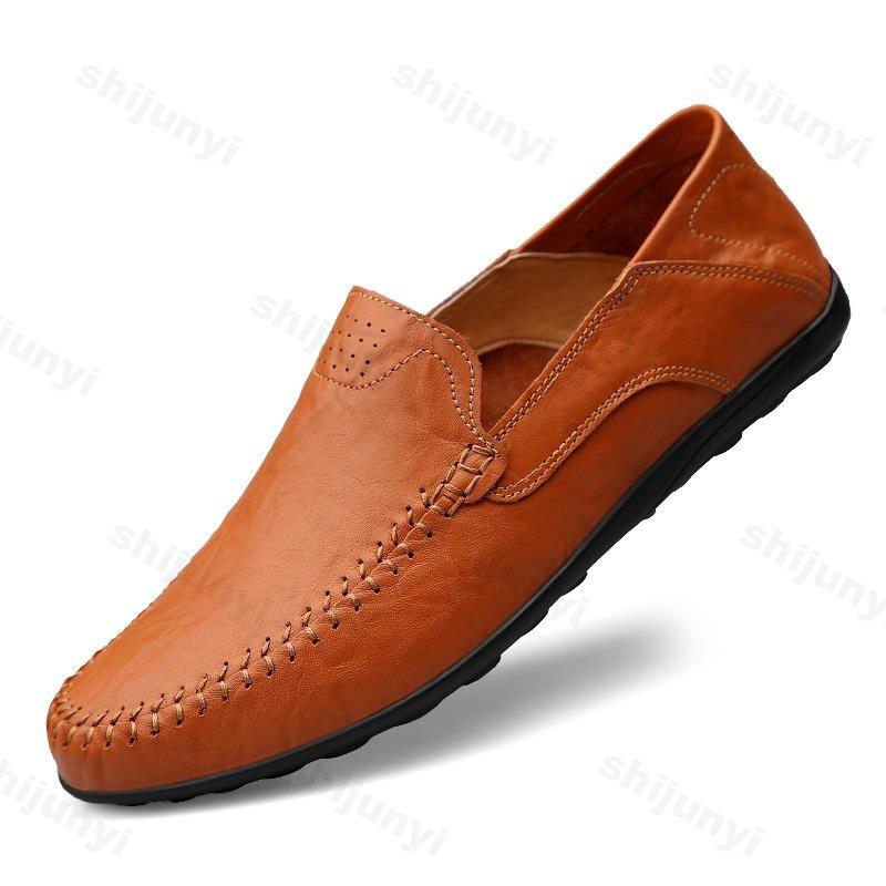 Mens Loafers Casual Luxury Brand Formal Moccasins 2025 Breathable Slip On Male Boat Shoes Plus Size Genuine Leather Men Shoes