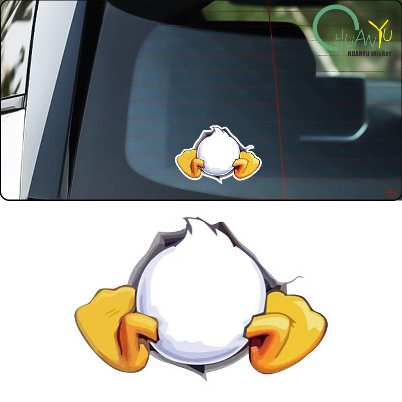 Car Gas Cap Reflective Stickers Fun Cartoon Duck Butt Personalised Motorbike Body Waterproof Stickers Decorative Accessories
