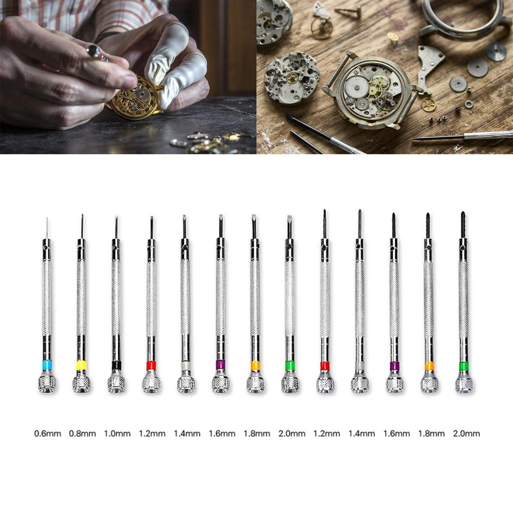 13-teiliges Mikro-Präzisions-Uhrenschraubendreher-Set, Juwelier-Uhrenschraubendreher-Set, 0,6–2,0 mm, für die Reparatur von Uhren, Schmuck, Brillen