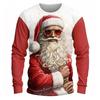 T-shirt de Noël Père Noël Graphique Décontracté Homme T-shirt Imprimé 3D Sport Plein Air Vacances Automne Manches Longues Col Rond