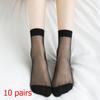 10Pairs Solid Color Socks Women Sexy Elastic Silky Transparent Thin Short Stockings Ladies Casual Ankle Socks
