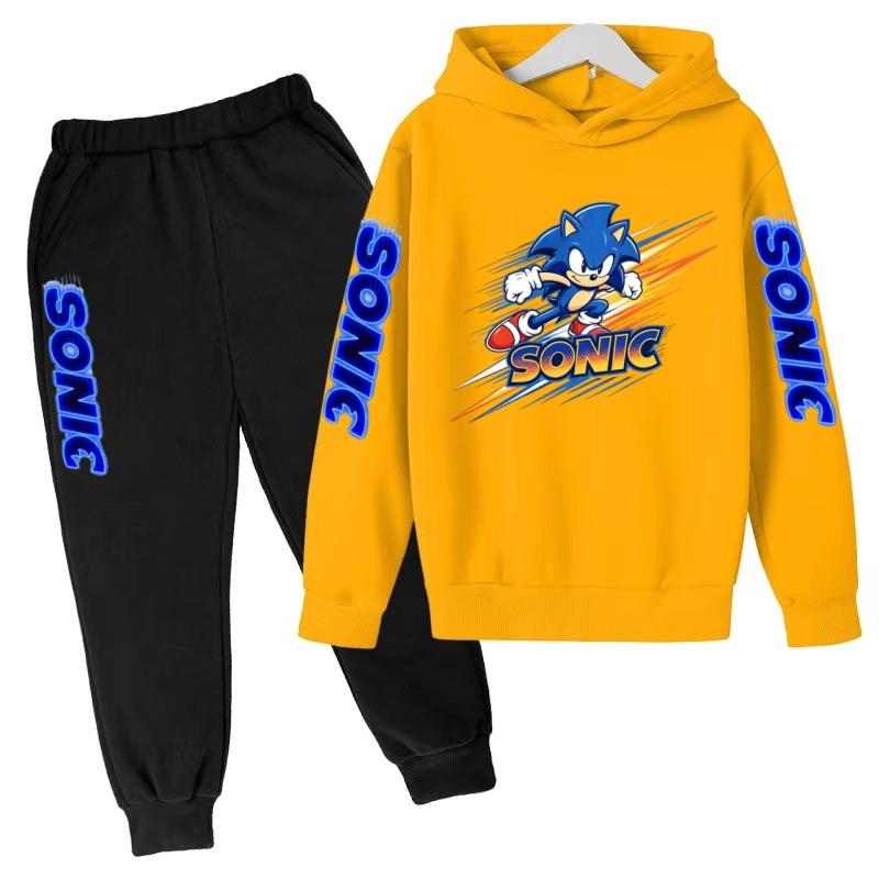 Children's Fall Winter Hooded Sweatshirts Men's Women's Styles Ages3-12cartoon Anime Cat Clothing Long-sleeved Shirt+pants Set