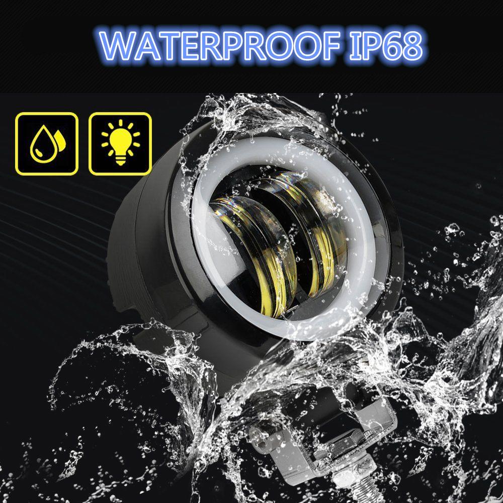 2PC 3Inch 12V 24V 6500K 40W Waterproof Round CREE LED Angel Eyes Light Bar Offroad Car Boat Led Work Light Spot Light