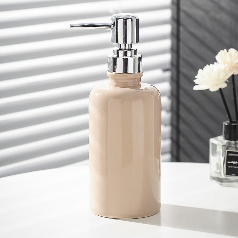 Modern Cylindrical Press Soap Dispenser Bathroom Shampoo Shower Dispensing Bottle Ceramic Soap Dispenser Bathroom Accessories