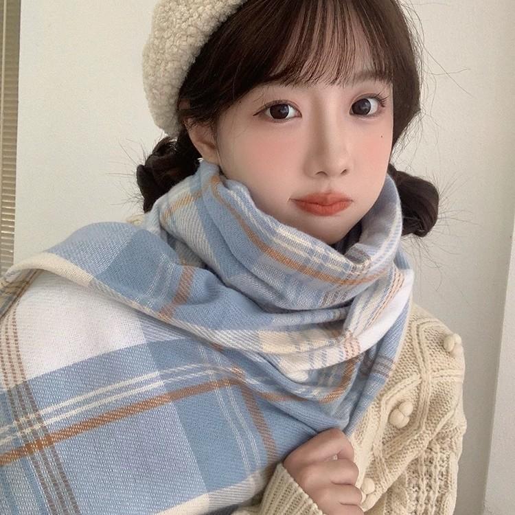 New fresh plaid Korean version plaid scarf female winter student versatile warm ins college style jk scarf male