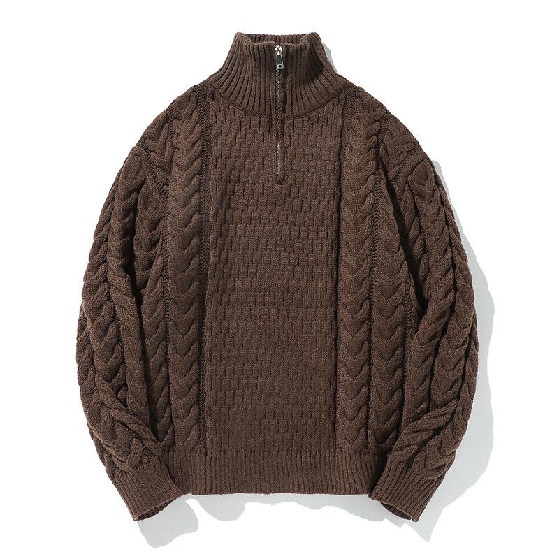 Autumn Winter Crew Neck Wool Cable Knit Sweater - Couple Horse Design, Trendy and Versatile
