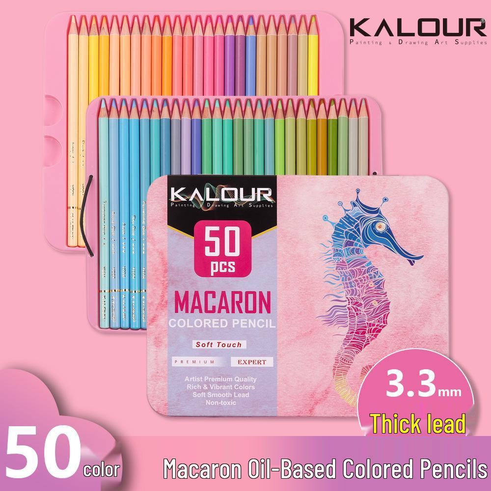 KALOUR 50-Piece Macaron Art Doodling & Painting Colored Pencil Set