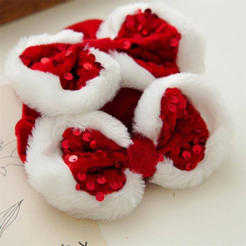 Christmas Scrunchies Velvets Bows Festive Hair Accessories Sparkling Sequins Hair Ties Rabbit Ears Shapes Hairbands