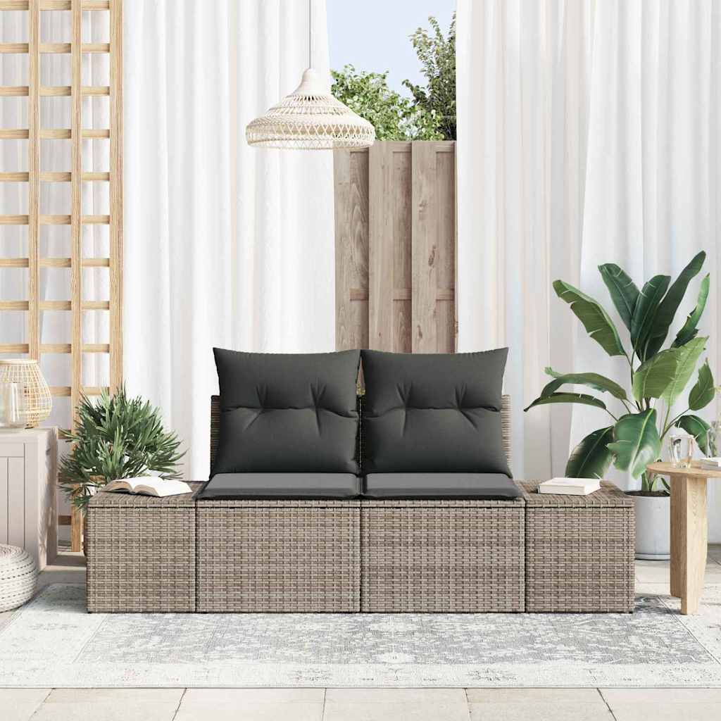 Garden Sofa with Cushions Gray 184 X 62 X 69 Cm Poly Rattan