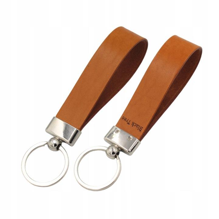 Cognac premium slim leather keychain